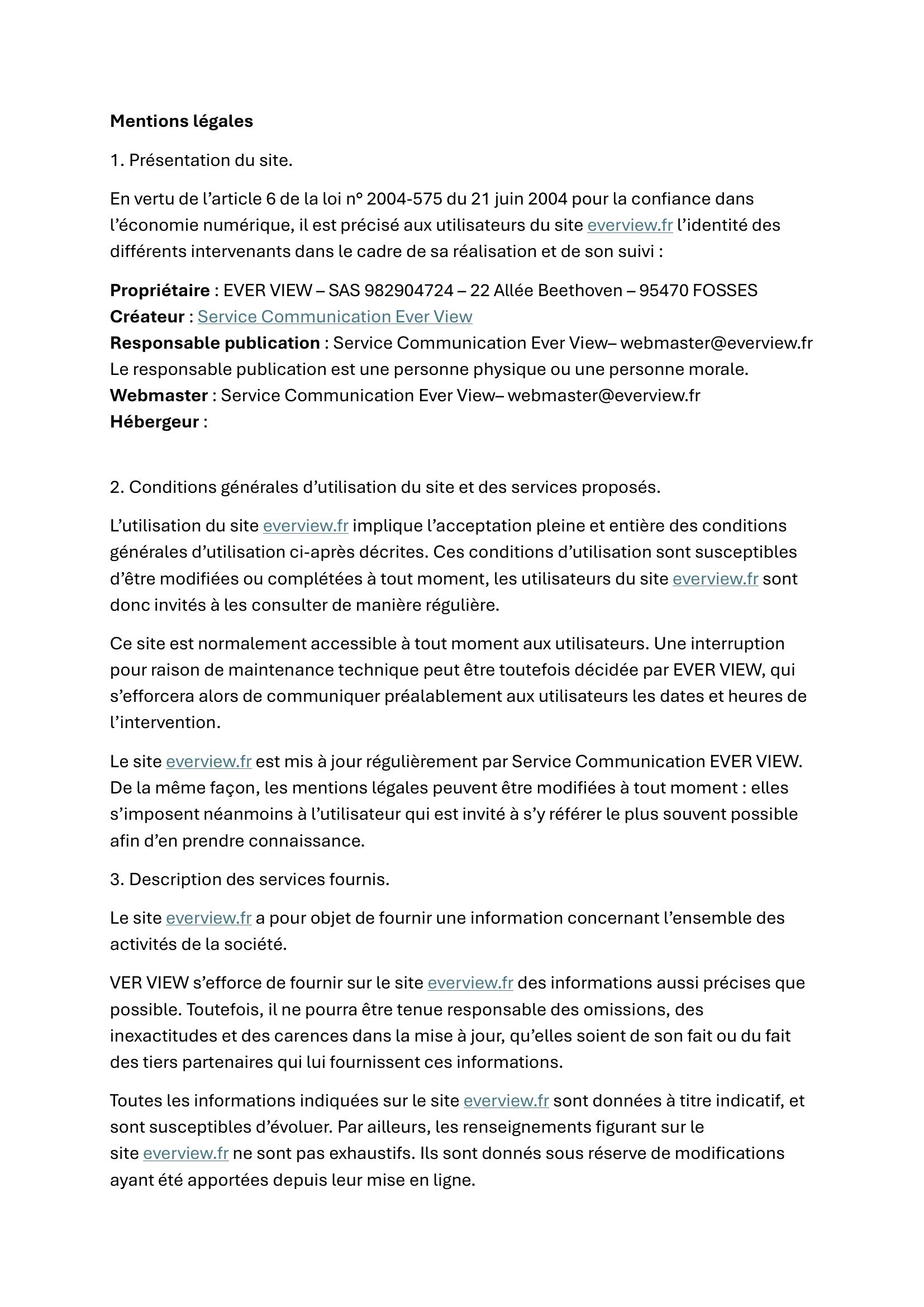 Mentions Legales page 1
